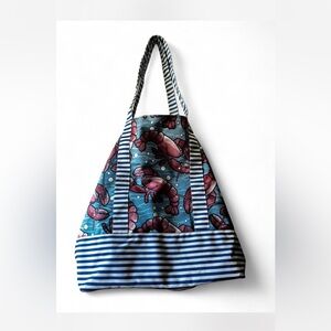 Vineyard Vines for Target Blue and White Striped Large Tote with Lobster Pattern